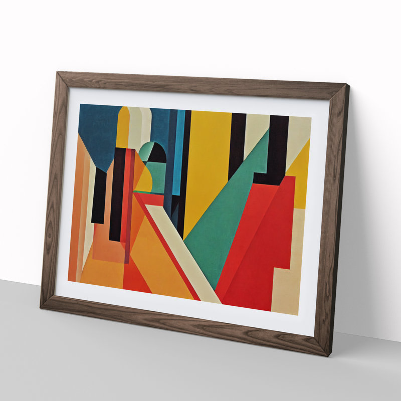 Favourable Modern Abstract - Framed Print, 25cm H x 34cm W x 2cm D, Walnut Framed