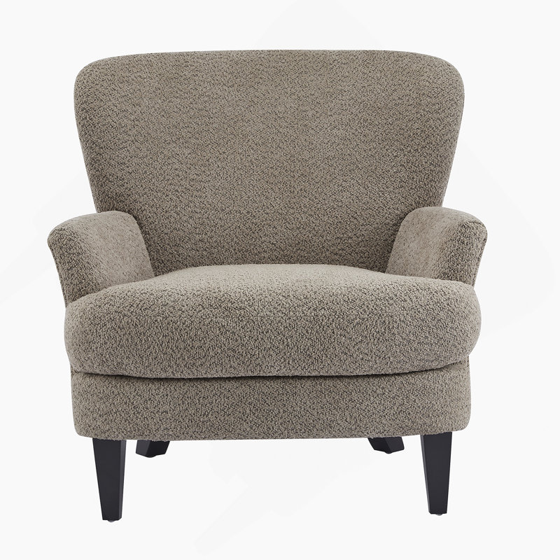 Fauteuil club rembourré Gerald Boucle, Marron clair