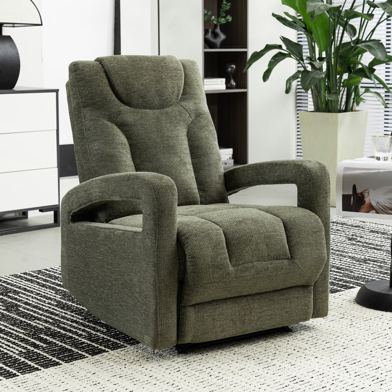 Berdean Upholstered Pushback Manual Recliner, Green