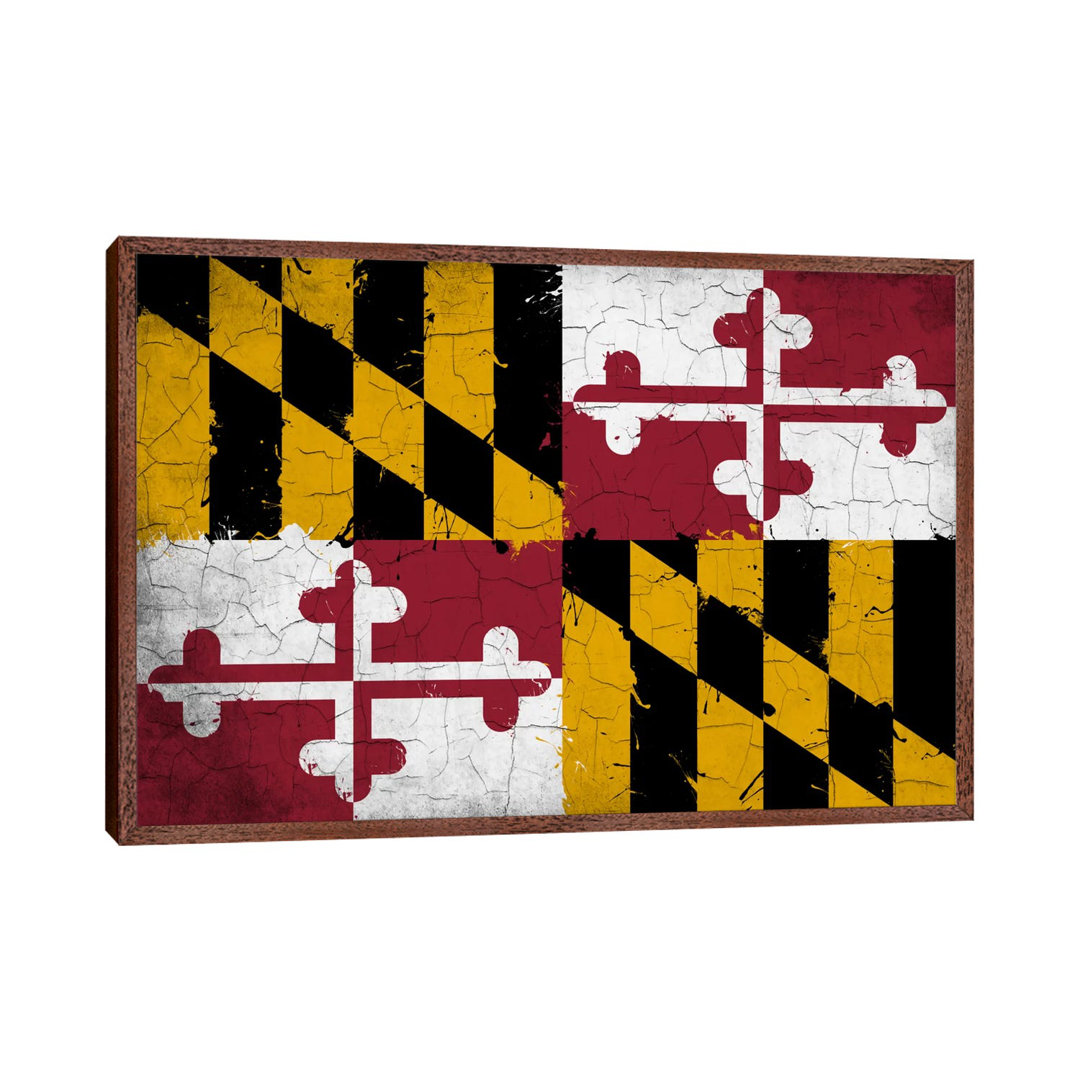 Maryland Cracked Fresh Paint State Flag by ICanvas - Print on Canvas