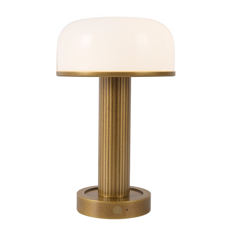 Vienna 9-in Black dimmable LED Table Lamp, Vintage Brass