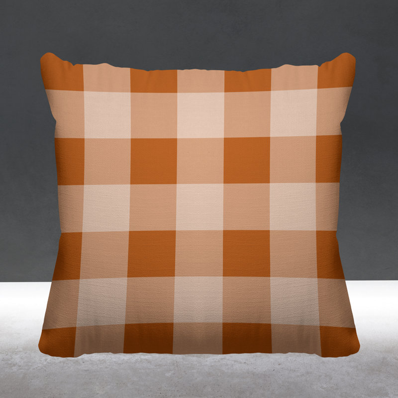 Outdoor Reversible Throw Pillow, 19H" x 19W", Orange, Square