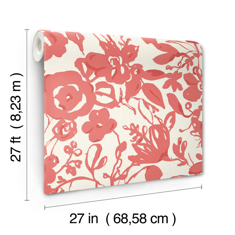 Floral Wallpaper, Coral