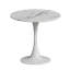 Table de salle à manger ronde de 31,4 po, table de salle à manger à motif tulipe en marbre blanc médiéval, table de salle à manger à base en métal pour 2 à 3 personnes, table basse décontractée facile à assembler, bureau