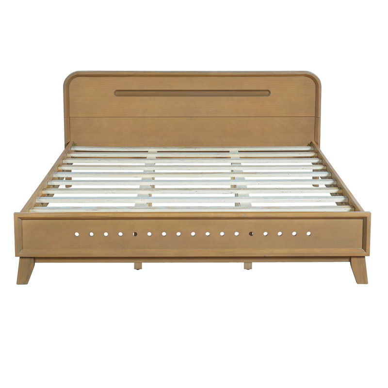 Pine Solid Wood  Bed, Solid And Stable, No Box Spring Needed, Queen, Black