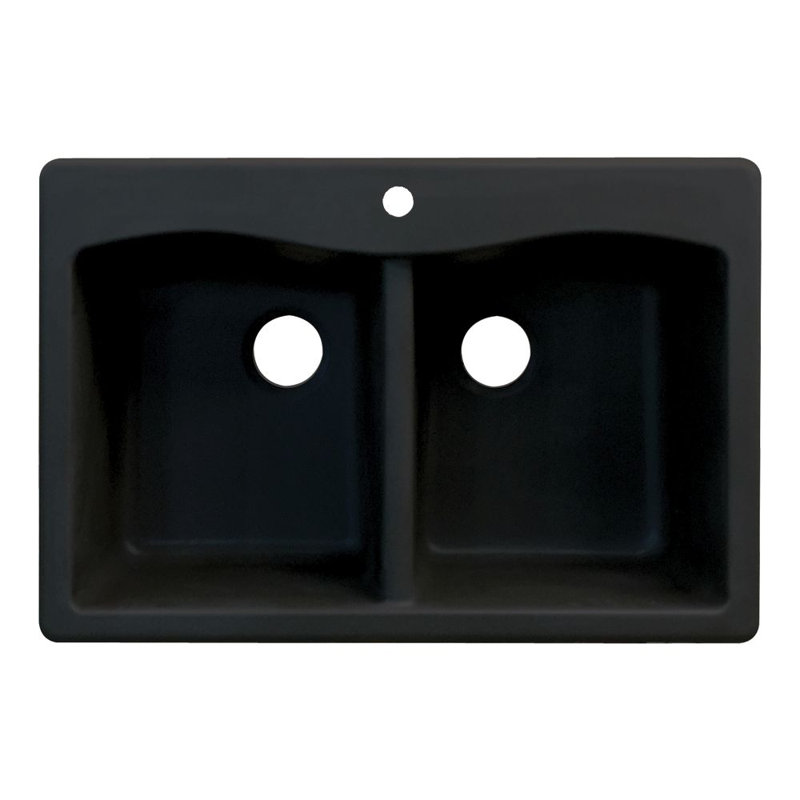Aversa 33'' L Double Bowl Kitchen Sink, Black