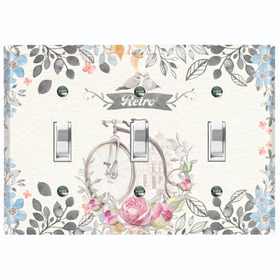 Patterned 3 - Gang Toggle Light Switch Standard Wall Plate