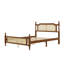 Structure de lit grand en bois avec tête et pied de lit en rotin-14743156