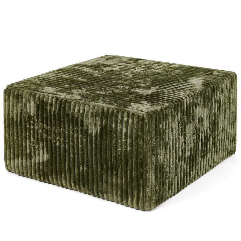 Repose-pieds carré carré rayé en velours côtelé modulaire 31,25 po x 31,25 po x 16,5 po pour repose-pieds vert, Green