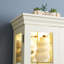 Présentoir blanc antique avec effets d'éclairage sophistiqués, armoire spacieuse et cloisons réglables,