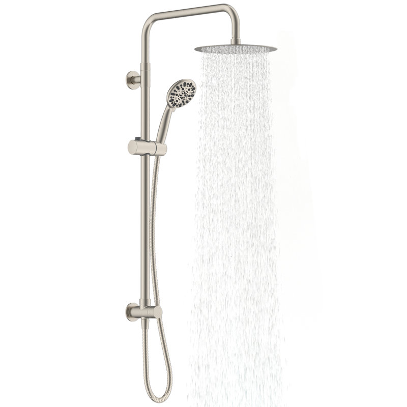Chrome Adjustable Height Rainfall Shower System with Handheld