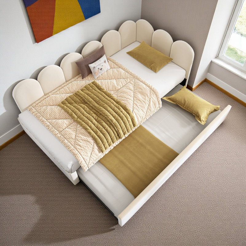 Upholstered Bed, Beige