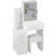 29.2" Small Size Left Bedside Cabinet Vanity Table + Cushioned Stool, 2 AC+2 USB Power Station, Hair Dryer Bracket, Extra Large Touch Control Sliding LED Mirror, Tri-Colour Switching, Brightness Adjust-755617207