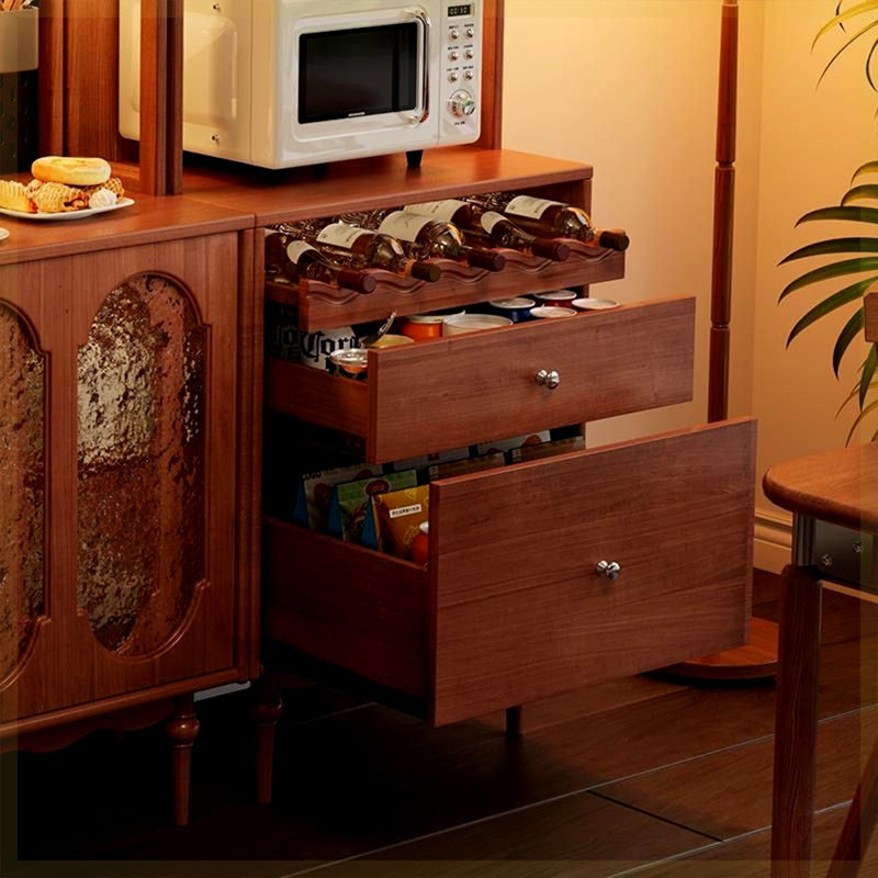 Buffet en bois massif brun et verre