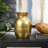 Metal Hammered Spotted Decorative Gold Vase