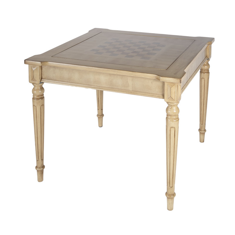 Handmade 36" Moskowitz Chess and Backgammon Table, Antique Beige