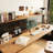 Nut-brown + Black Rectangular Solid Wood + Iron desk-1912582517