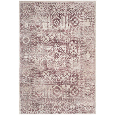 Palermo Viscose Oriental Rug in Rose/Beige
