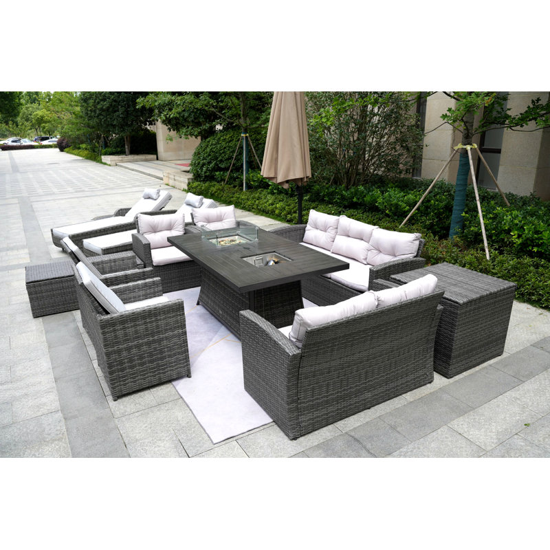 Aliaksey 11 - Person Patio Conversation Set with Cushions
