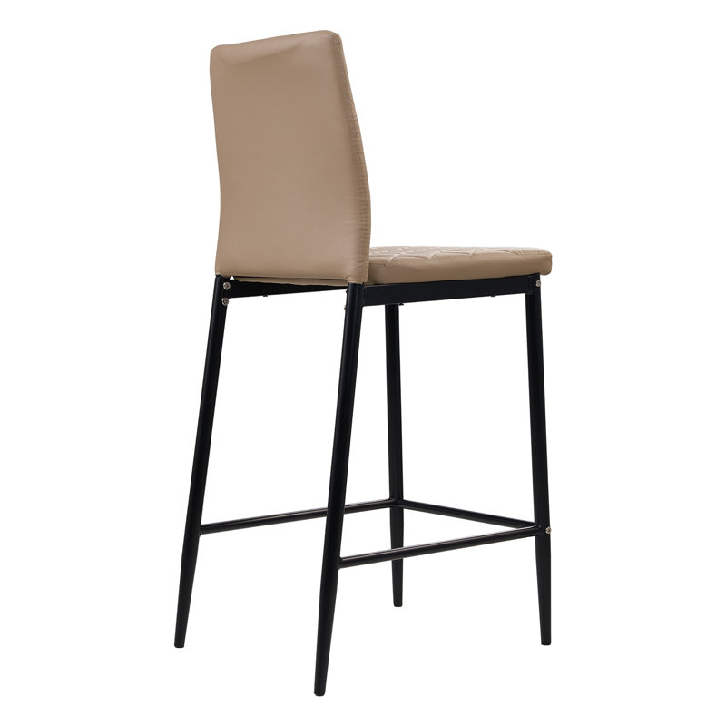 Upholstered Counter Stool with Metal Frame, Camel