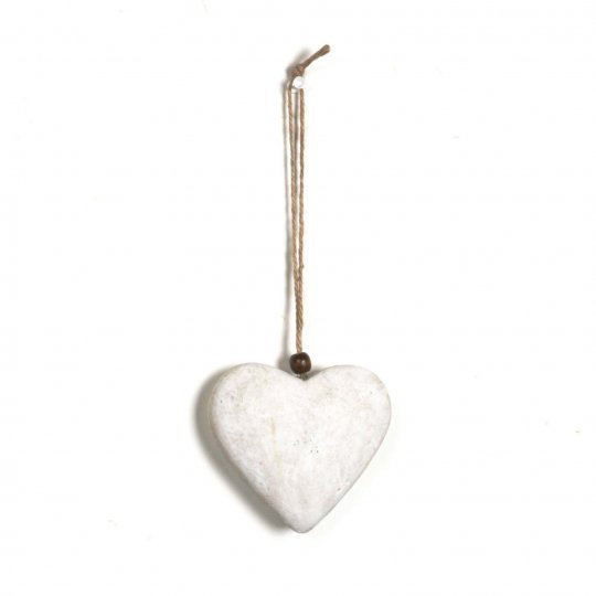 Décoration murale à coeur suspendu mache papier, H 4,2 po x l 4,2 po x P 1,3 po