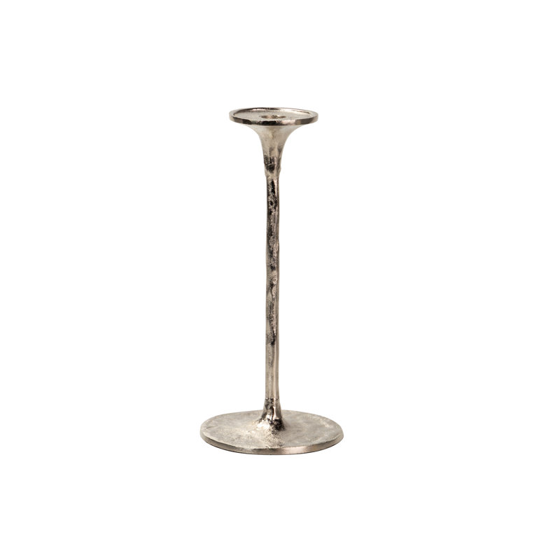 Aluminum Tabletop Candlestick, Silver, 30cm H x 14cm W x 14cm D