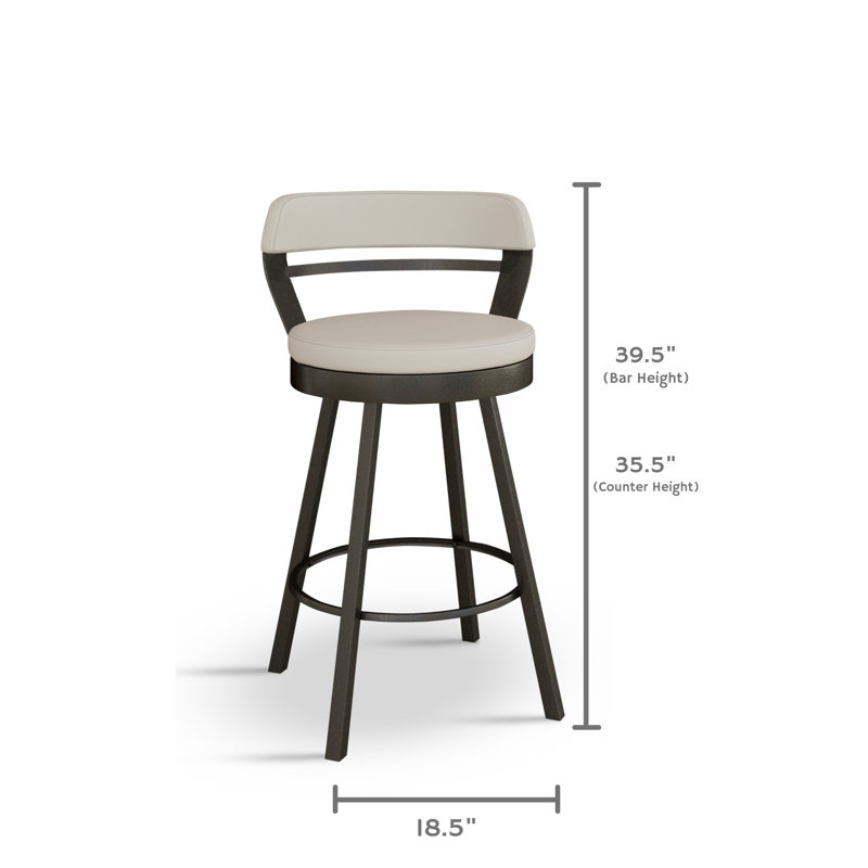 Neufeld Swivel Upholstered Counter Stool with Metal Frame, Off White, Bar Stool (30" Seat Height