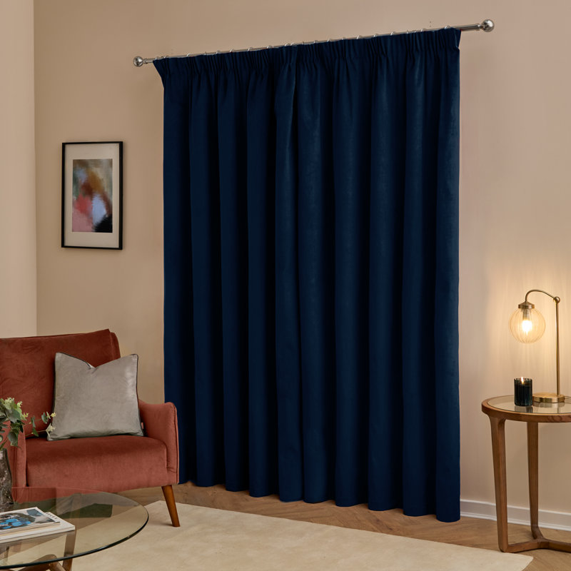 The Ultimate Velvet Blackout Curtain Panel Pair, Blue, 168cm Width x 229cm Drop