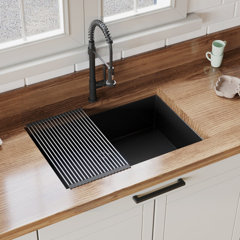 Robinet pour salle de bain à 2 poignées avec drain, Noir mat