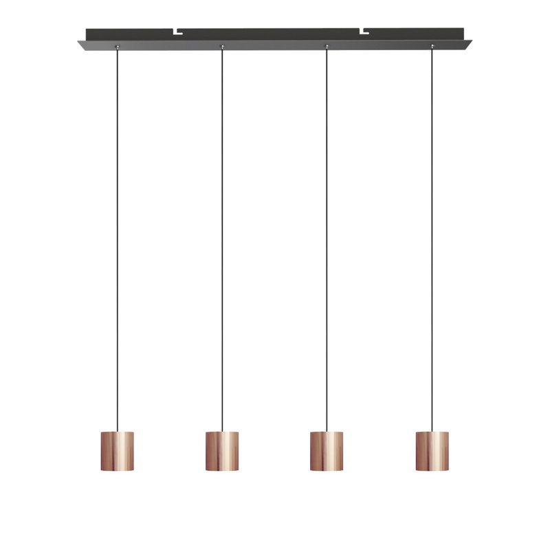 Luminaire suspendu linéaire à 4 lumières pour îlot de cuisine Andromedae, Cuivre