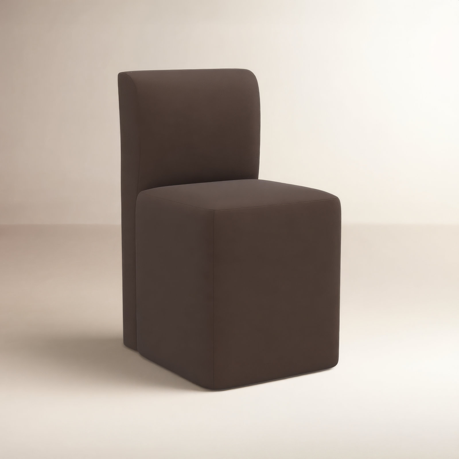 Mendy Upholstered Dining Chair with Casters, Classic Chocolate Velvet