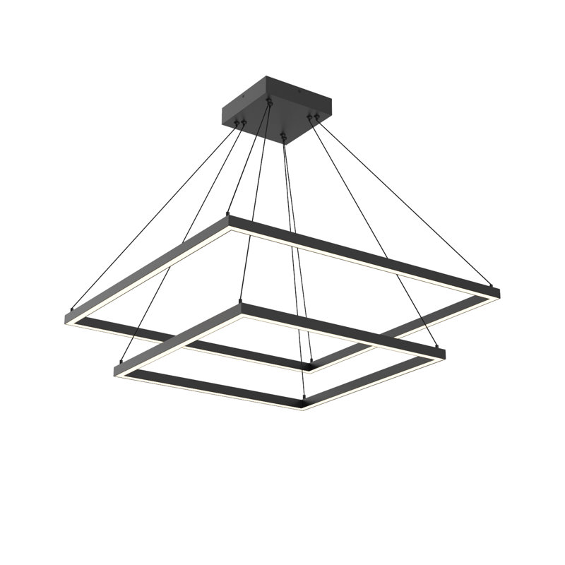 Piazza Black LED Geometric Chandelier 31.5" with Dual Light Emission