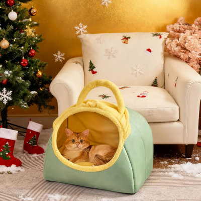 Lit de chenil pliable pour petits chiens / chats, 14,96 x 8,66 x 12,99 pouces, vert