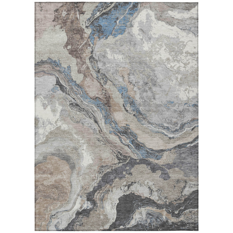 Machine Washable Indoor/Outdoor Xhevrie Taupe Rug