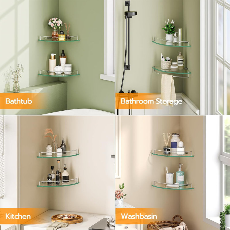 Tablettes flottantes en verre pour salle de bain