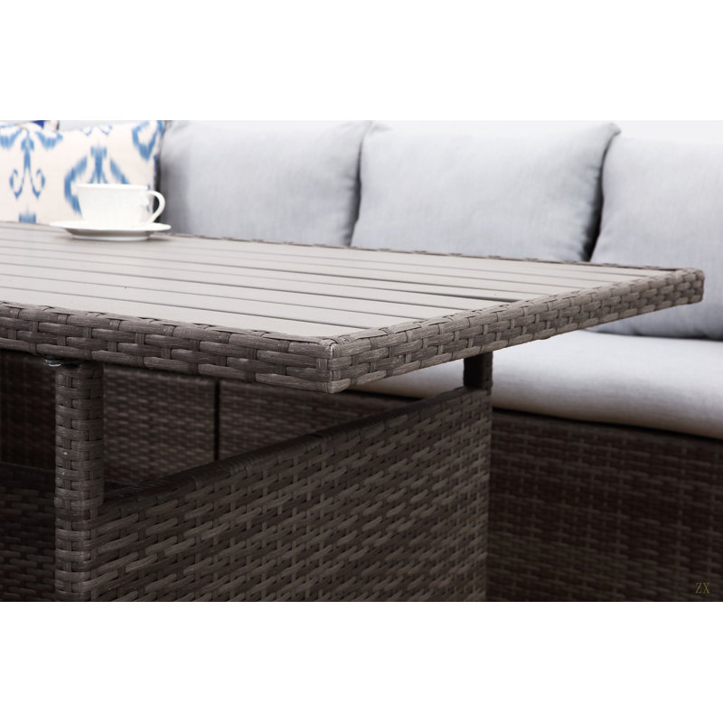 Ensemble de canapé modulaire en rotin 7 pièces avec coussins 7 pièces, Gris