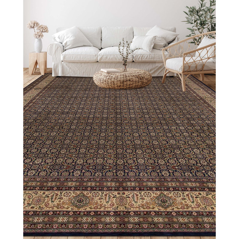 Manchuria Wool Southwestern Area Rug in Black/Gray, Rectangle 8'9" x 11'9"