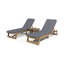Chaise longue inclinable 78,75 po en acacia avec coussins et table-429039776