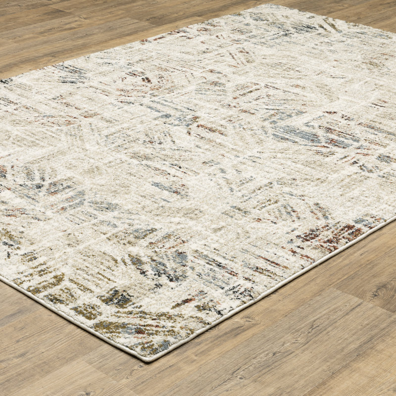 Genesis Modern Distressed Geometric Beige/Multi Area Rug, Rectangle 7'10" x 10'