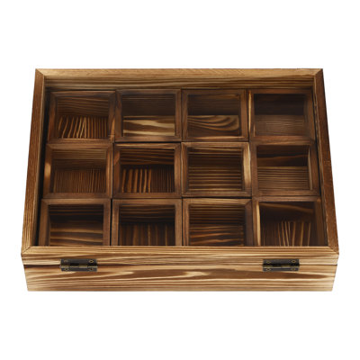 Wooden Spice Box with 12 Containers with Wooden Spoon