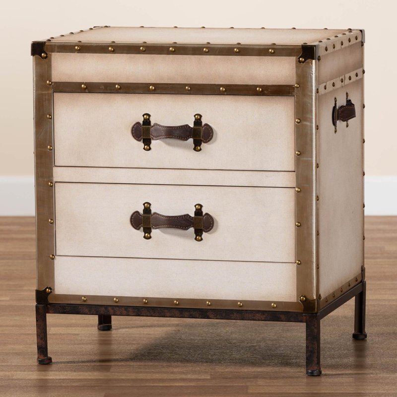 Jiahao Baxton Studio Jacey Vintage Silver Metal 2-Drawer End Table