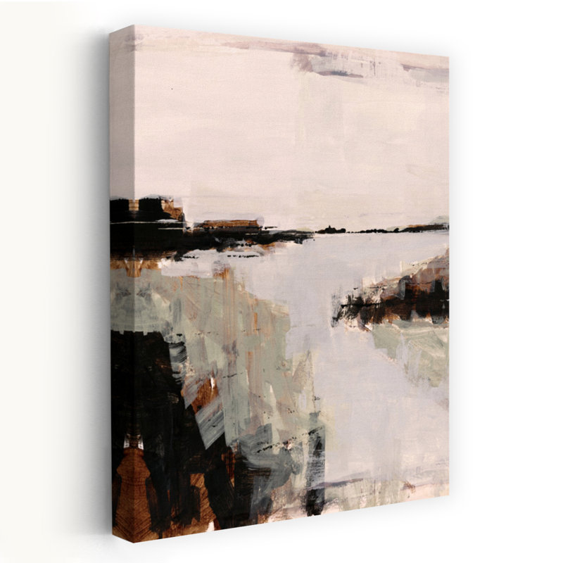 Art mural de paysage côtier abstrait minimaliste moderne, H 24 po x l 16 po