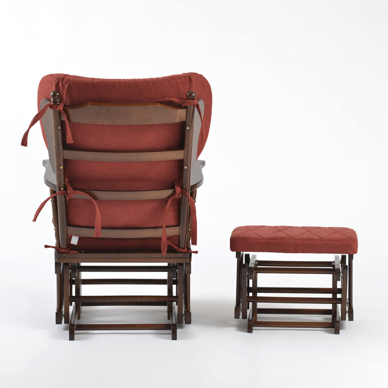 Chaise berçante et repose-pieds Azariyah Konfor, Brique, Walnut
