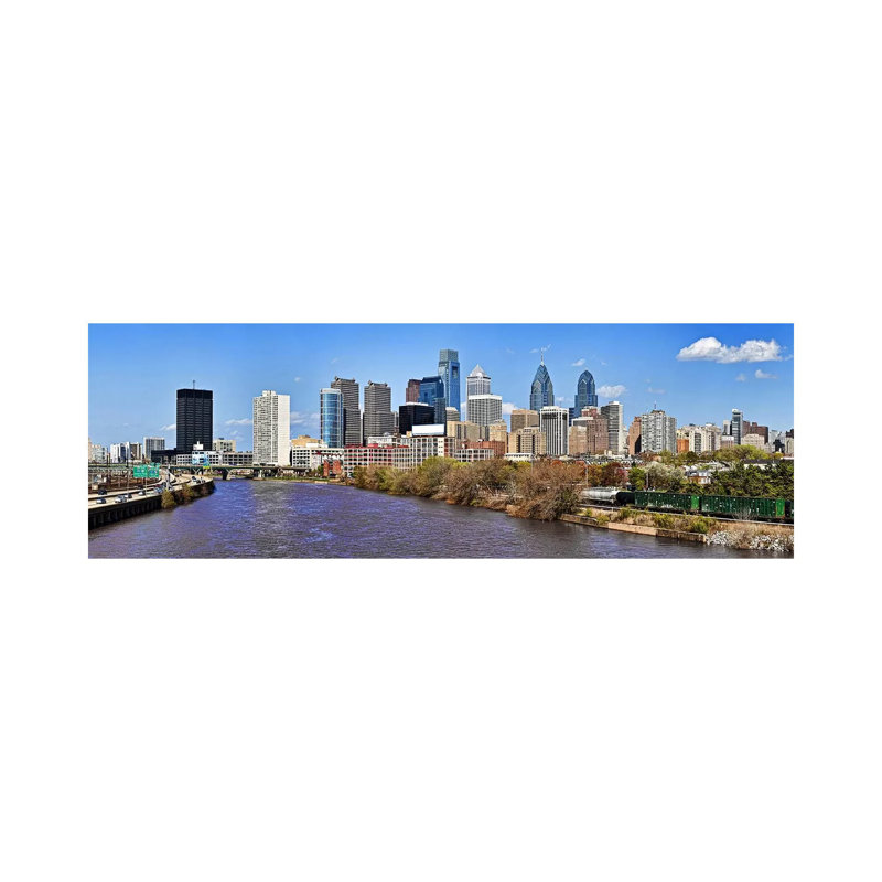 Skyscrapers In A City, Liberty Tower, Comcast Center, Philadelphia, Pennsylvania, USA by Panoramic Images - Wrapped Canvas Panoramic Print