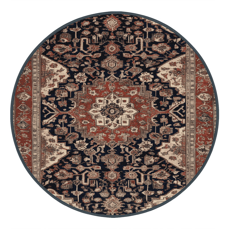Tapis brun lavable à la machine, Rond 3 pi