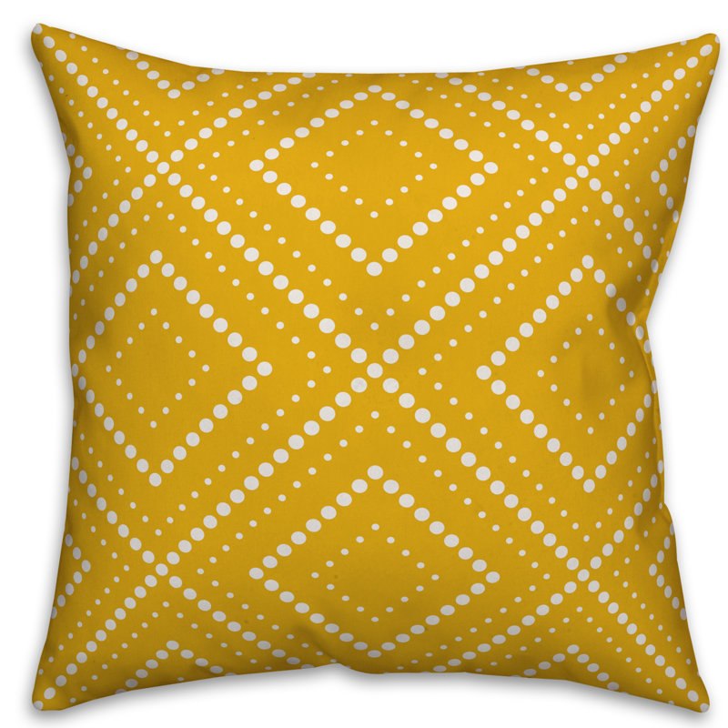  Housse de coussin carré à pois, 18 po x 18 po, Jaune, Pas de bourre