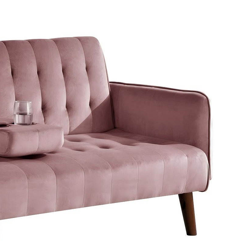 Canapé-lit de 72 po - Dossier convertible pliant en lit double avec porte-gobelet et table rabattable - Canapé en lin peu encombrant pour petits espaces - Assemblage facile