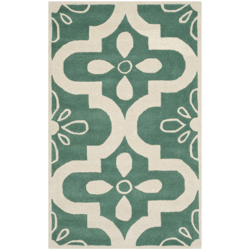 Tennille Floral Wool Hand Woven Area Rug, Rectangle 91 x 152cm