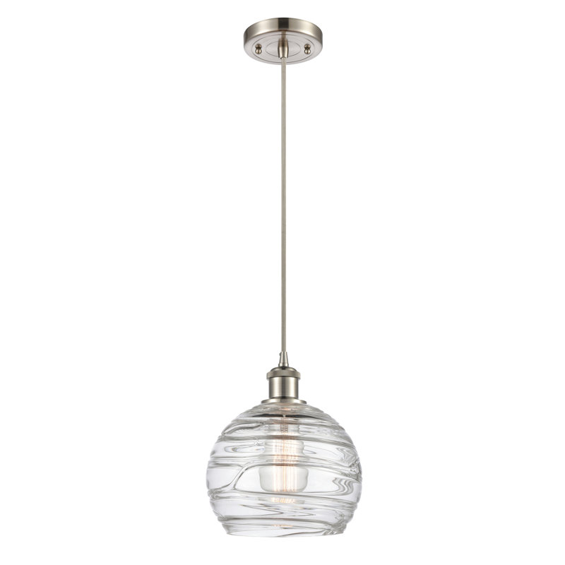 Luminaire suspendu en forme de globe à 1 lumière Mullins, Nickel satiné brossé, Ampoule DEL rétro de 3,5 watts