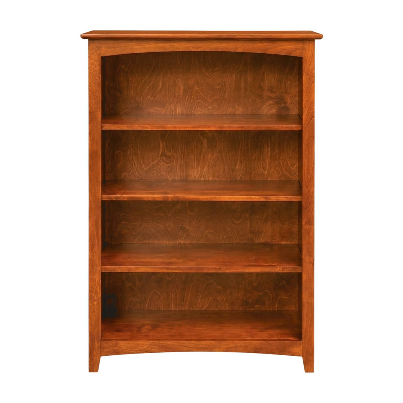 Malani 36" H Solid Wood Classic Bookcase, Antique Cherry, (4 Shelves) 48"H x 31.75"W x 12.875"D